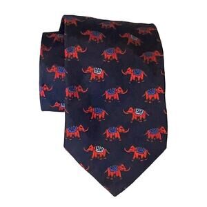 Paul Smith Men's 100% Silk Tie Necktie - Blue/Red Elephant - Made In Italy